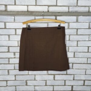 •NWT Time And Tru Women's Mini Skirt Side Slit Size L (12-14) Warm Coffee Plaid